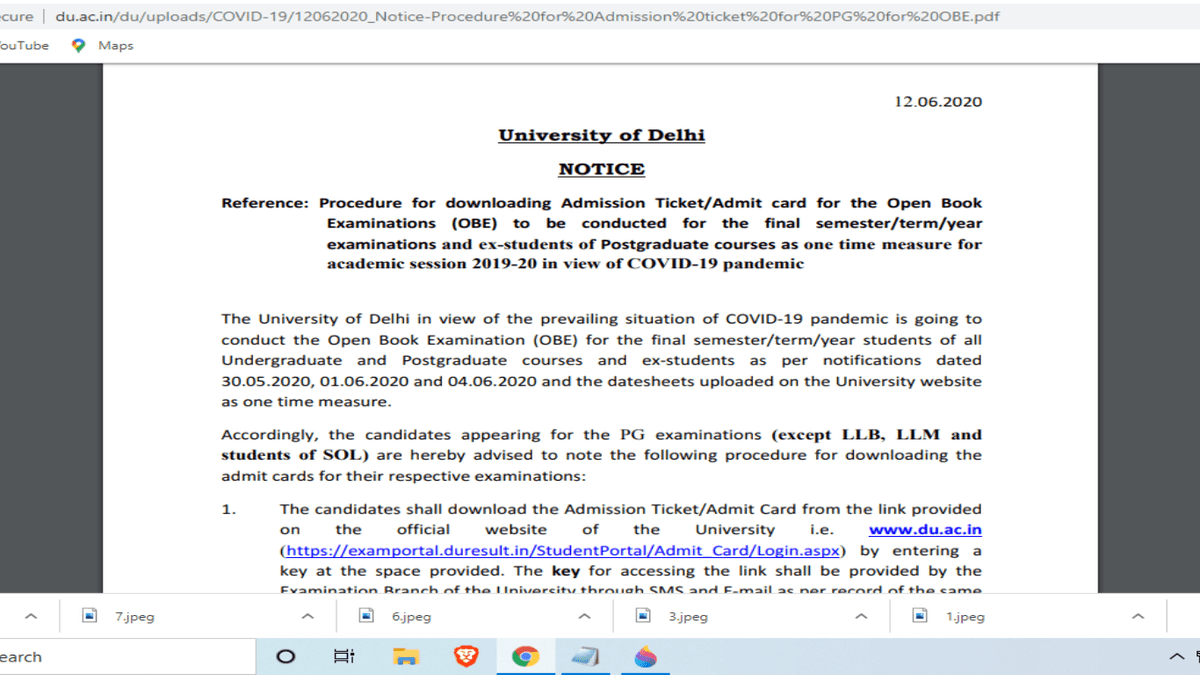 DU open book exam 2020