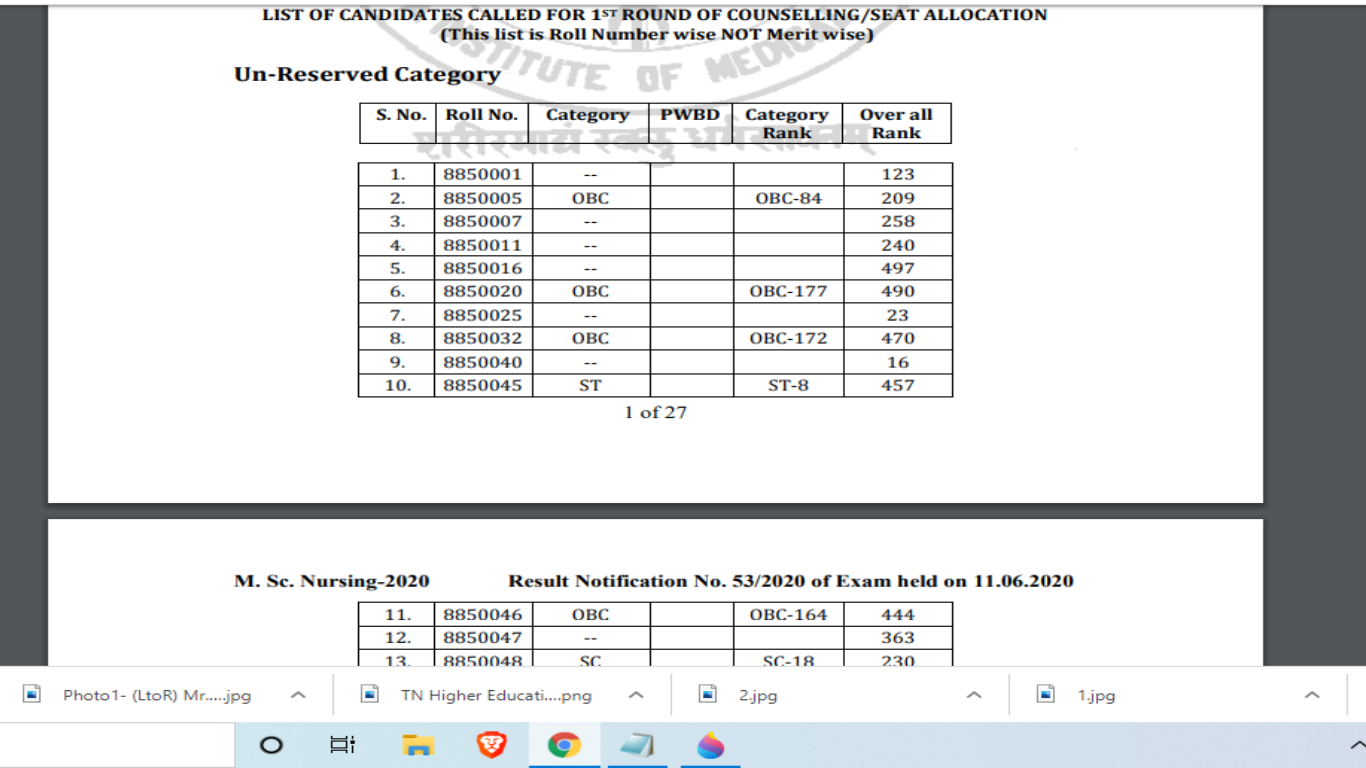 AIIMS Nursing Exam 2020