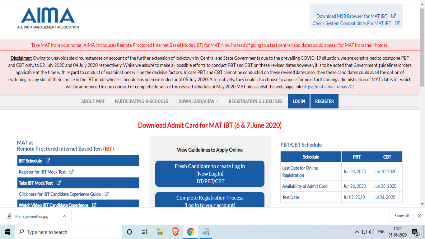 MAT May 2020 exam