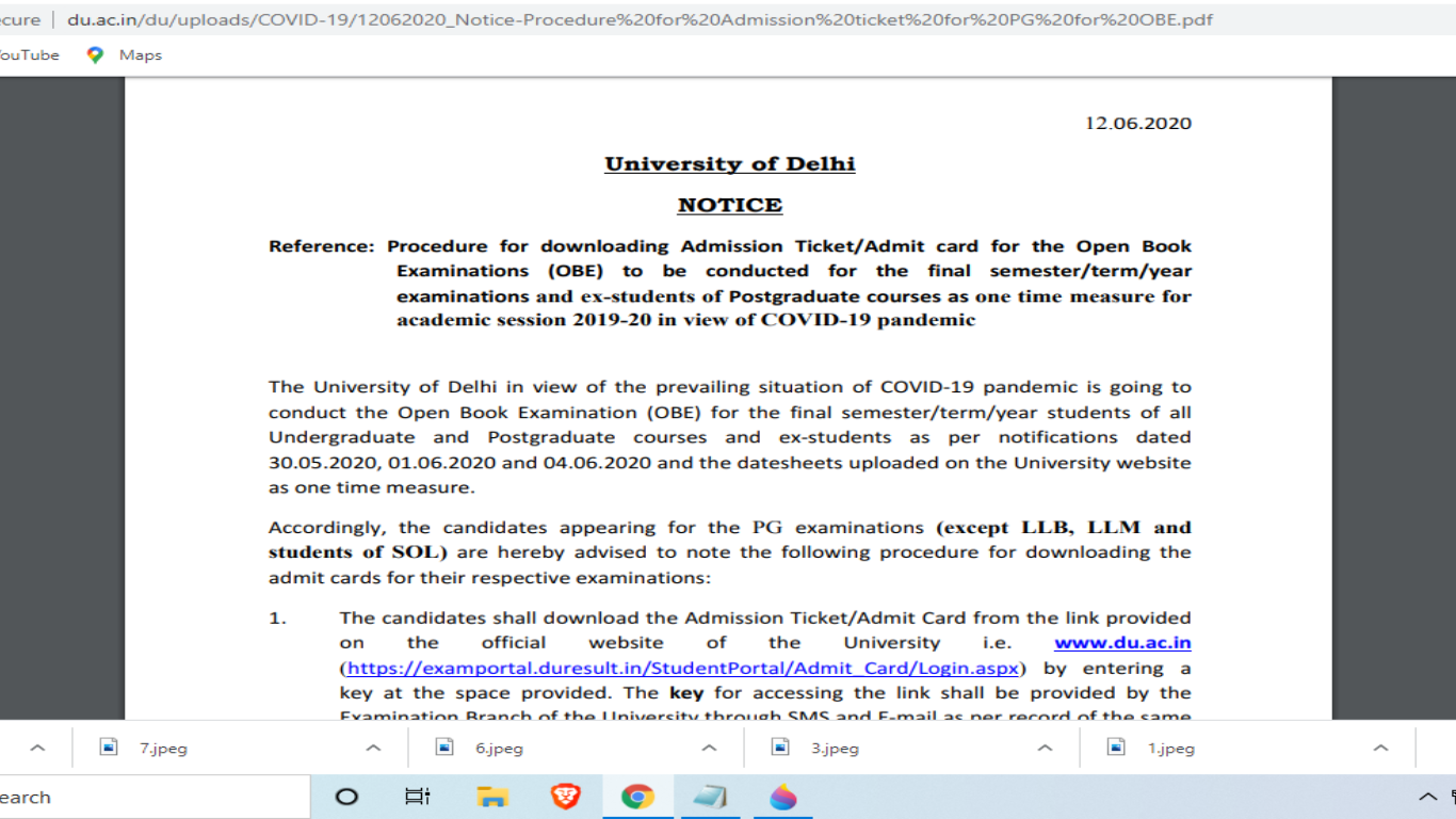 DU open book exam 2020