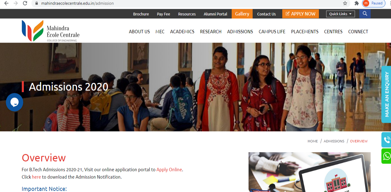 MEC engineering admission