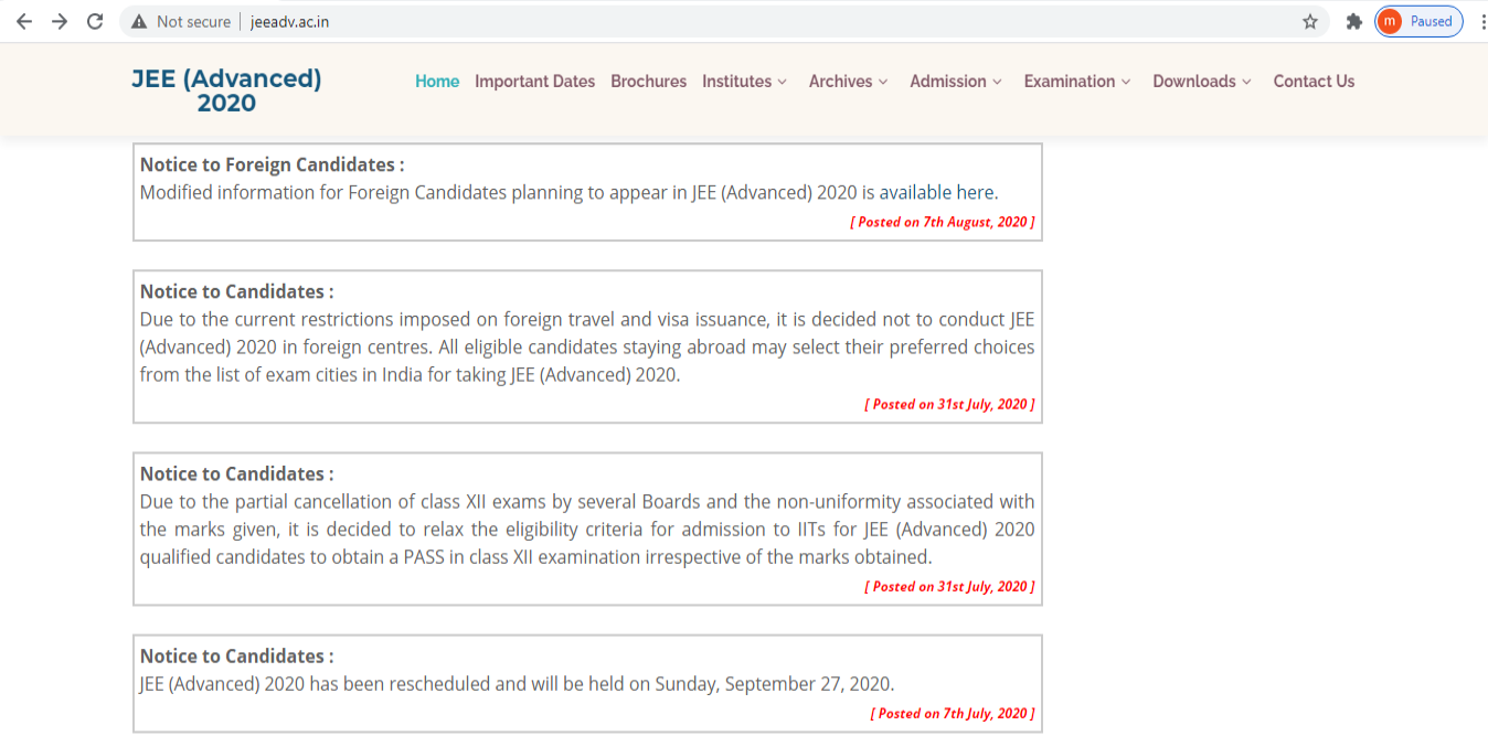 JEE Advanced registration