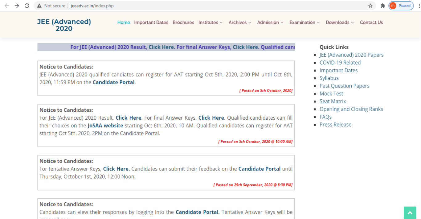 JEE Advanced result