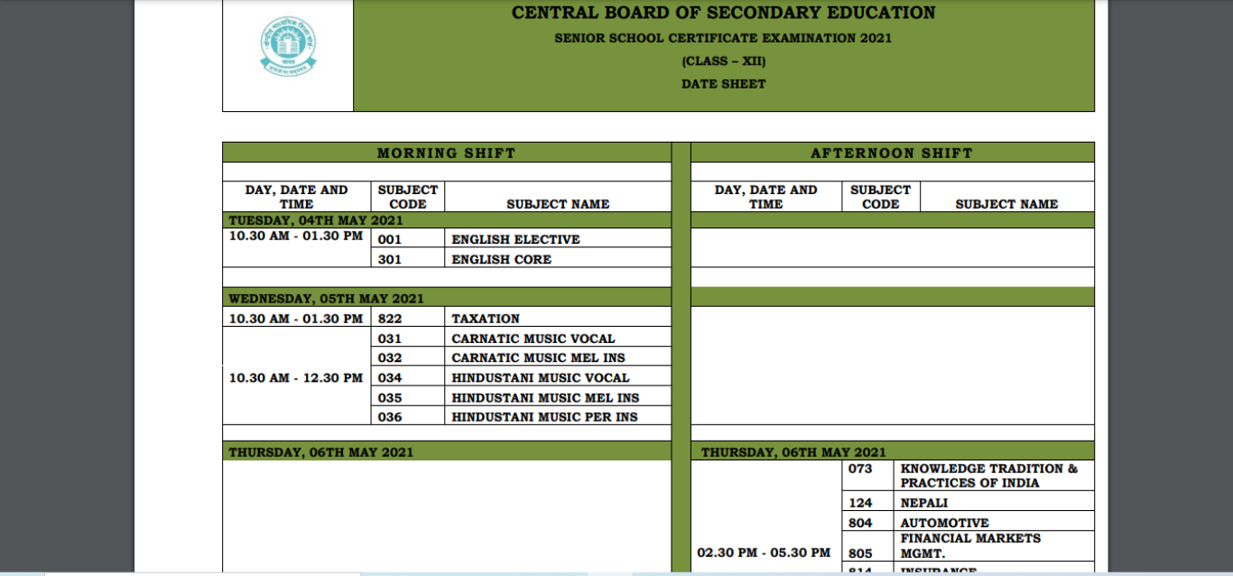 2021 CBSE exams
