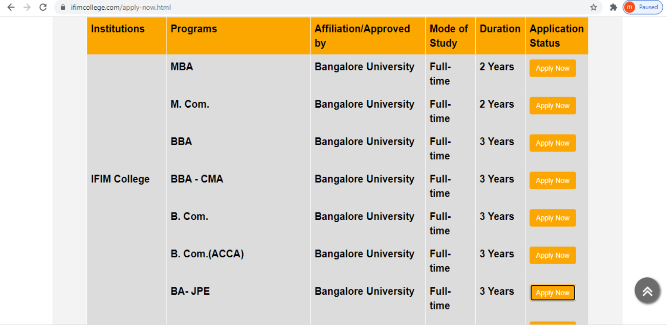 IFIM Admission
