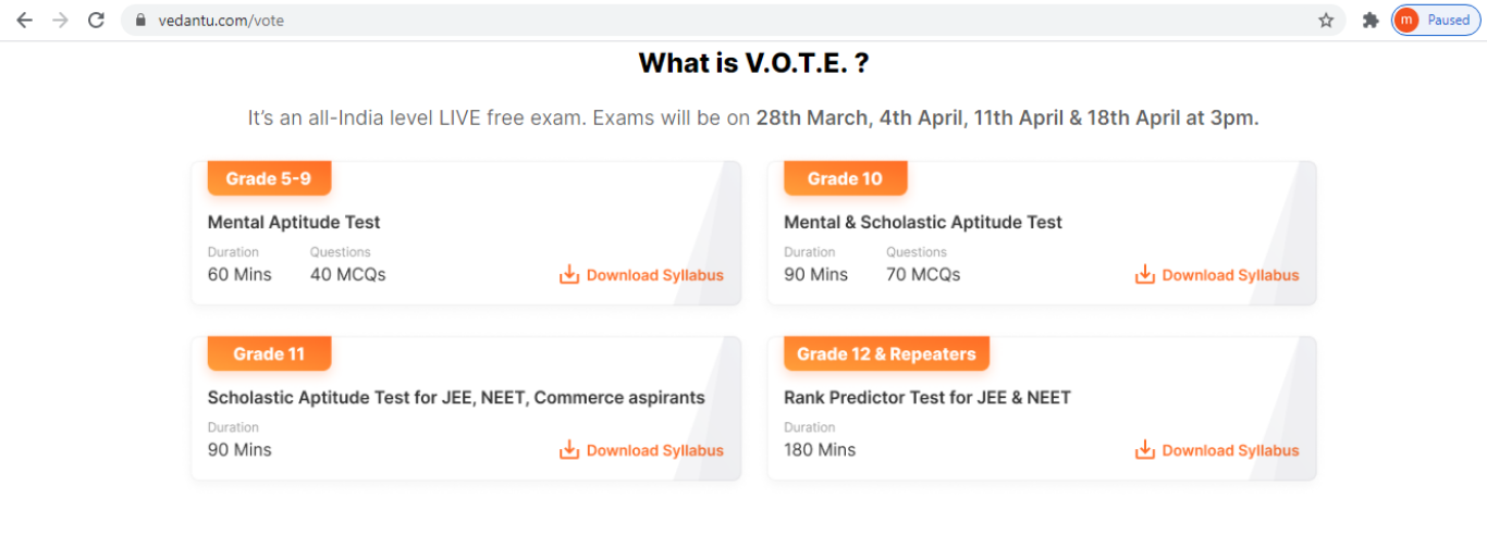 VOTE of Vedantu