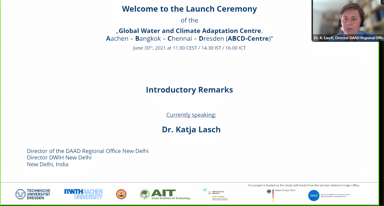Dr. Katja Lasch, Director, Daad Regional Office, New Delhi, Addressing Launch Of ‘global Water And Climate Adaptation Centre’