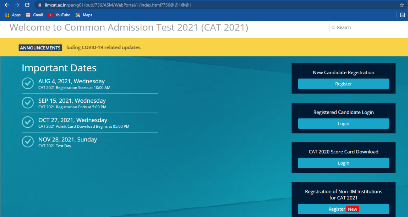 CAT 2021 application