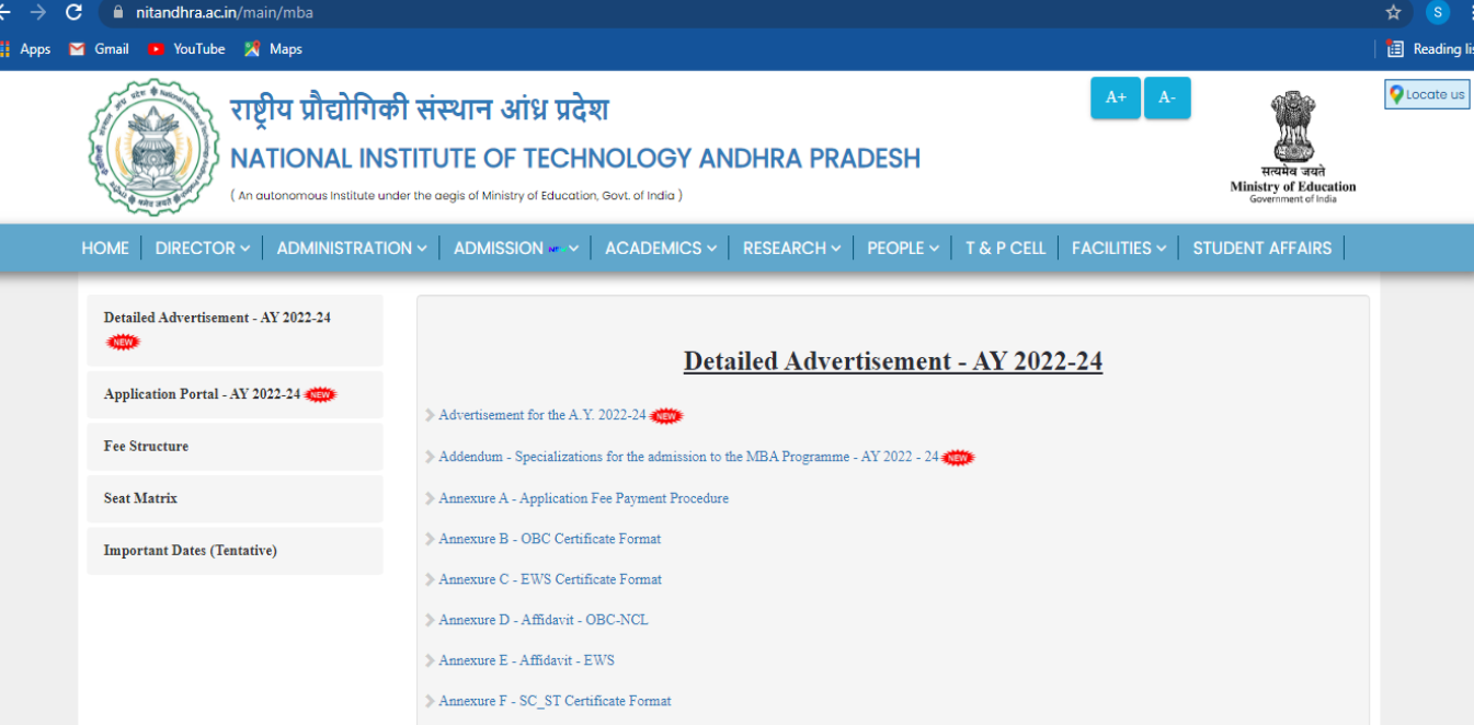 NIT AP MBA admission