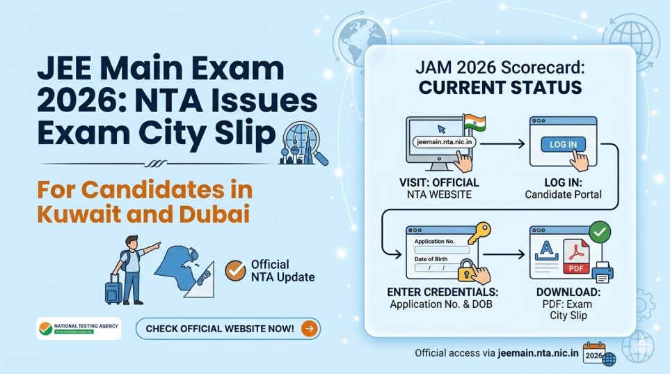 JEE Main Exam 2026: NTA Issues Exam City Slip for Candidates in Kuwait and Dubai