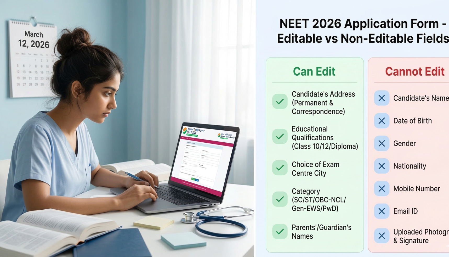 NEET UG 2026 Correction Window Opens March 12 – Full Guide