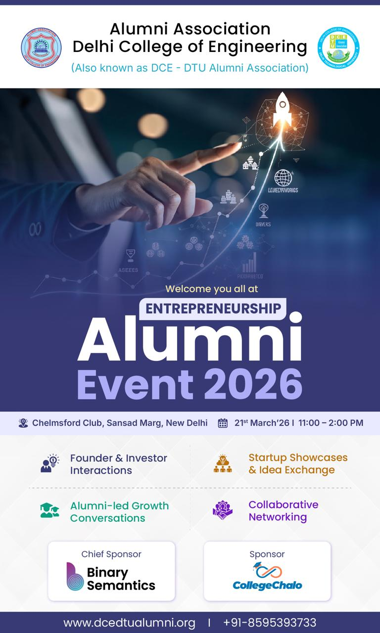 College Chalo Sponsors Entrepreneurship Alumni Event 2026 at Delhi College of Engineering Alumni Association