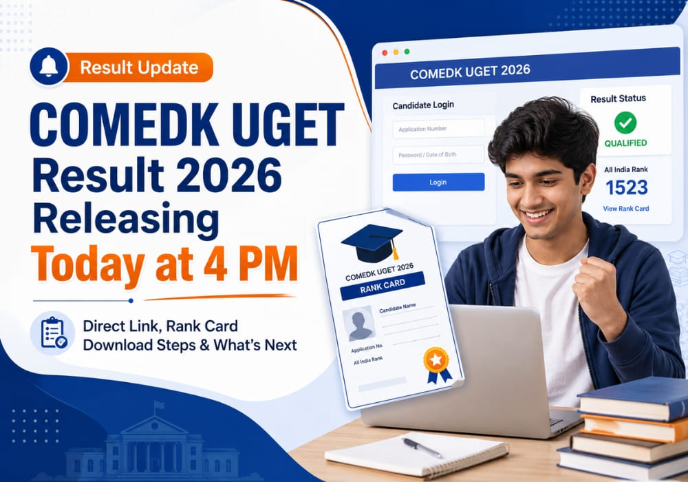 COMEDK UGET Result 2026 Releasing Today at 4 PM: Direct Link, Rank Card Download Steps & What’s Next