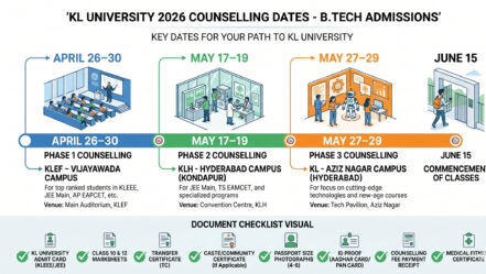 KL University 2026 counselling starts May 17 for Hyderabad campuses and May 27 for Vijayawada. Get dates,