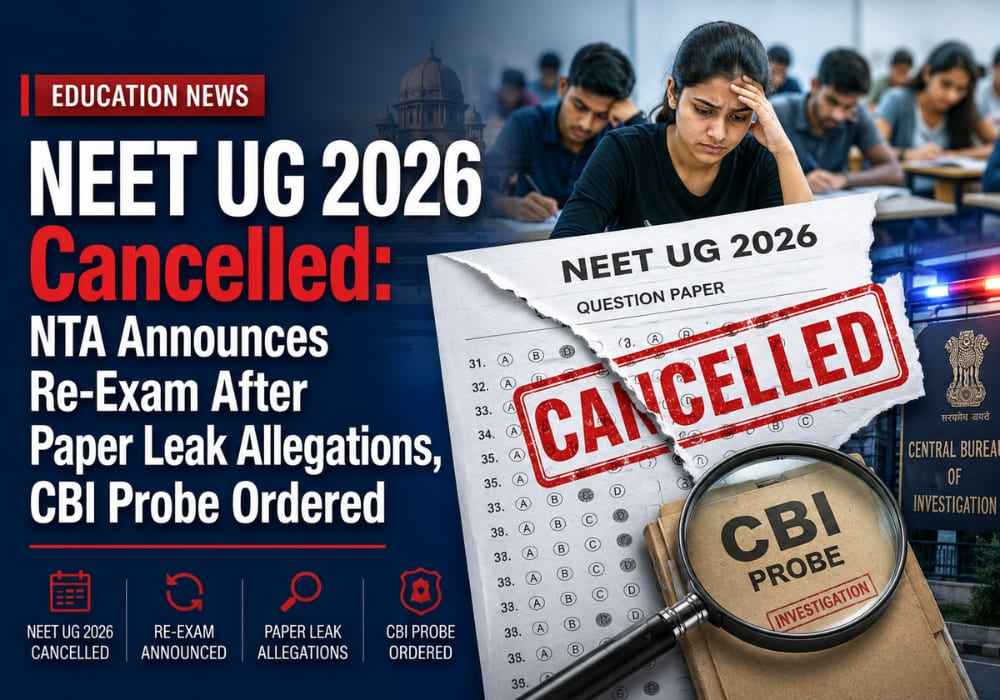 NEET UG 2026 Cancelled: NTA Announces Re-Exam After Paper Leak Allegations, CBI Probe Ordered