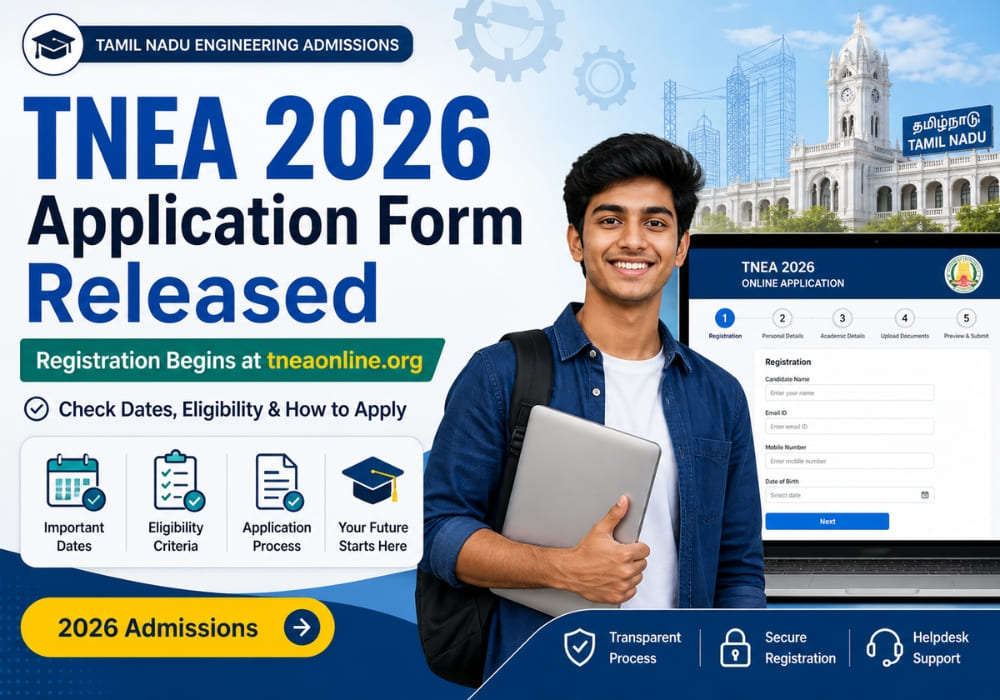 TNEA 2026 Application Form Released: Registration Begins at tneaonline.org, Check Dates, Eligibility & How to Apply