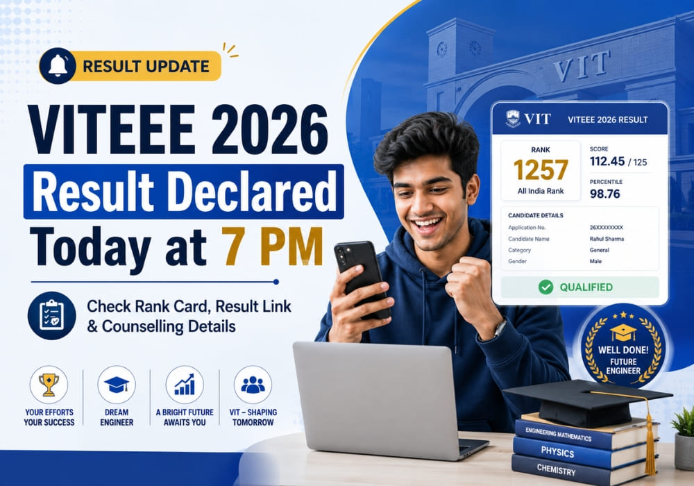 VITEEE 2026 Result Declared Today at 7 PM: Check Rank Card, Result Link and Counselling Details
