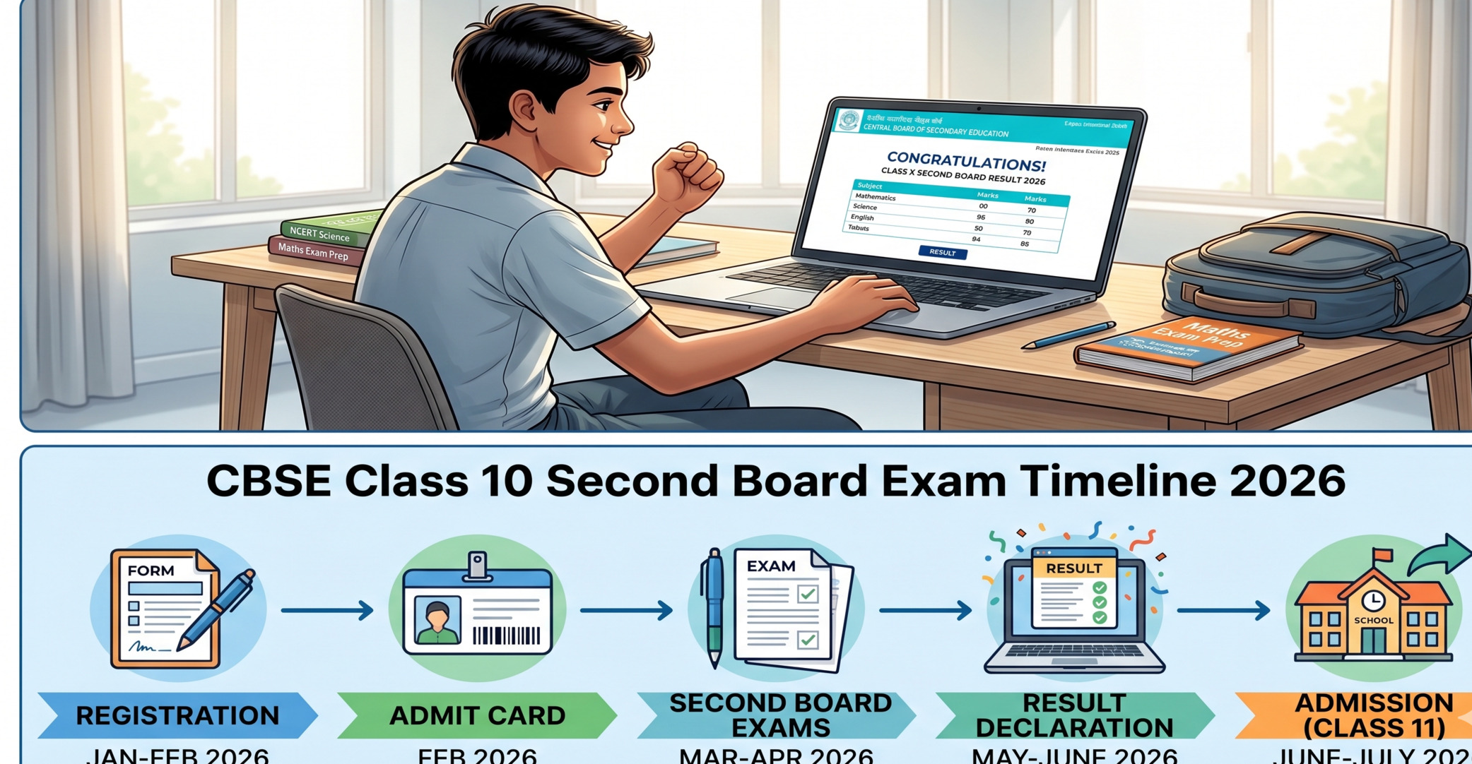 CBSE Class 10 Second Board Result 2026 expected in June. Check result date, how to download scorecard, eligibility, passing