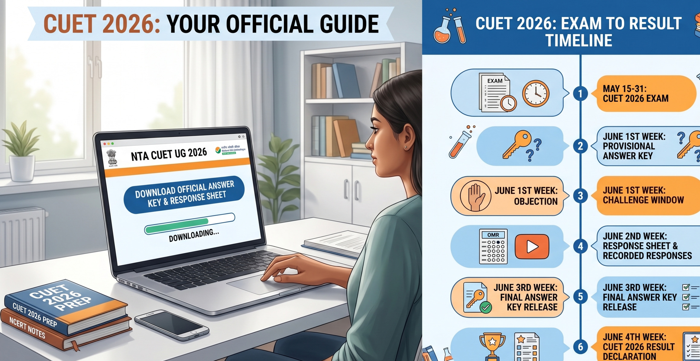 NTA CUET UG Answer Key 2026 releasing soon at cuet.nta.nic.in. Check download steps, objection process, cutoff marks, participating colleges,