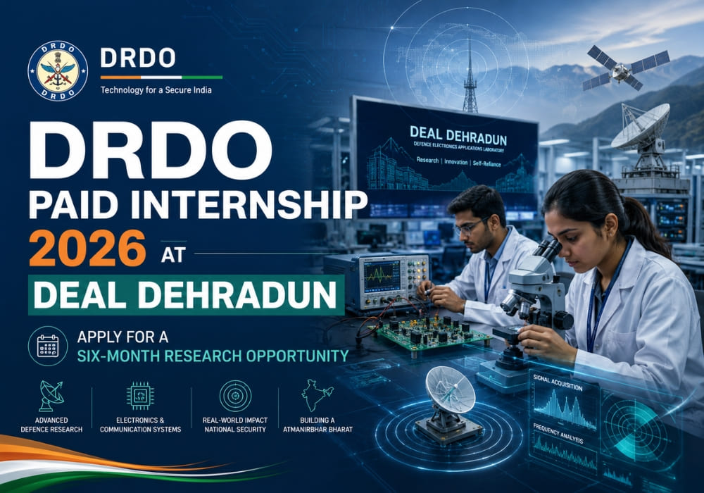 DRDO Paid Internship 2026 at DEAL Dehradun: Apply for a Six-Month Research Opportunity