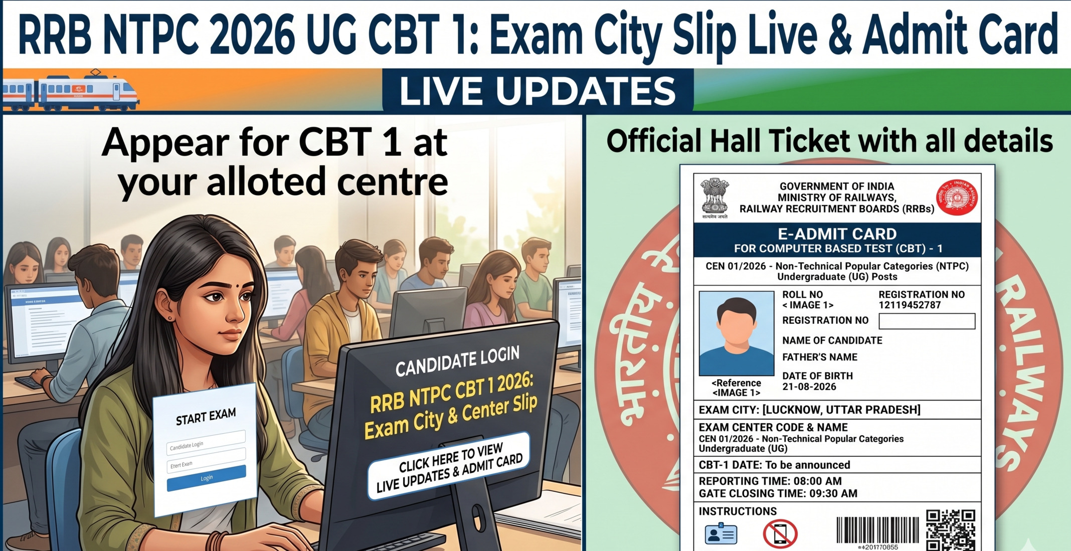 RRB NTPC 2026 UG CBT 1: Exam City Slip Live, Admit Card & Complete Preparation Guide