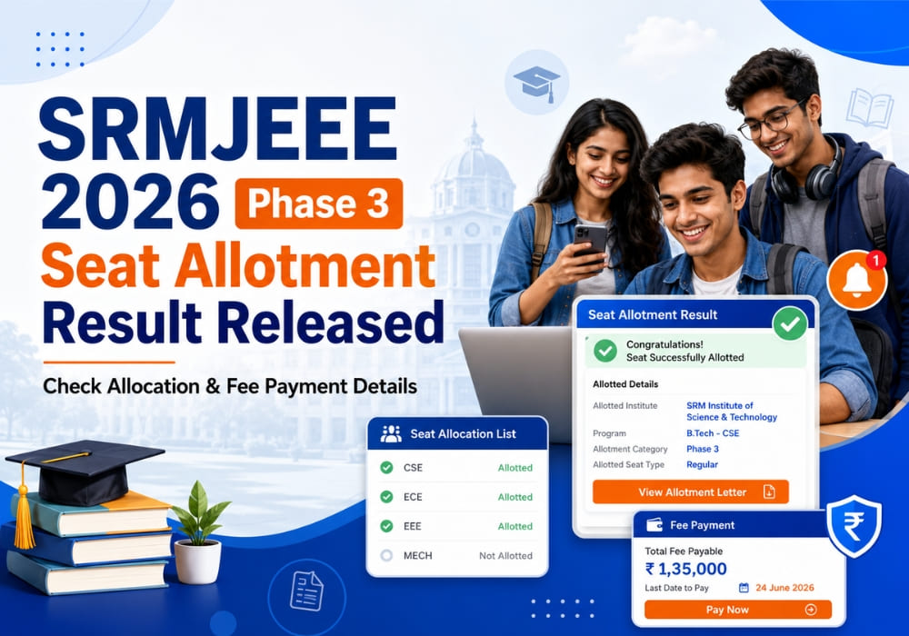 SRMJEEE 2026 Phase 3 Seat Allotment Result Released: Check Allocation and Fee Payment Details