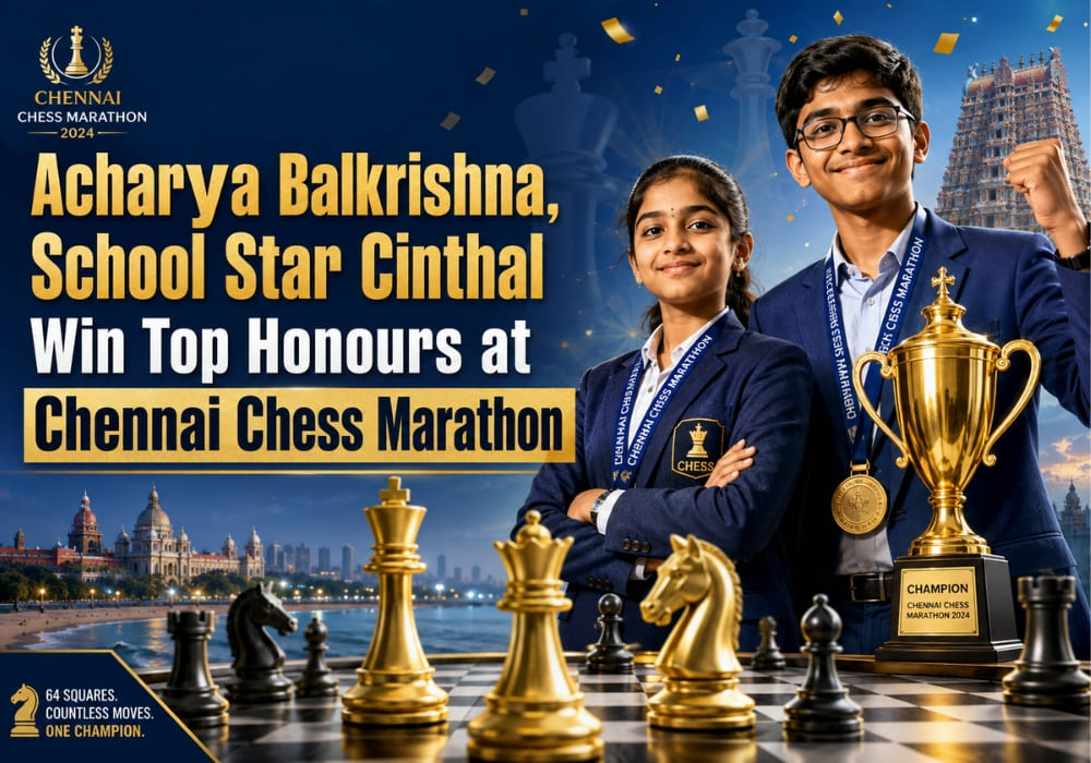 Acharya Balkrishna, School Star Cinthal Win Top Honours at Chennai Chess Marathon