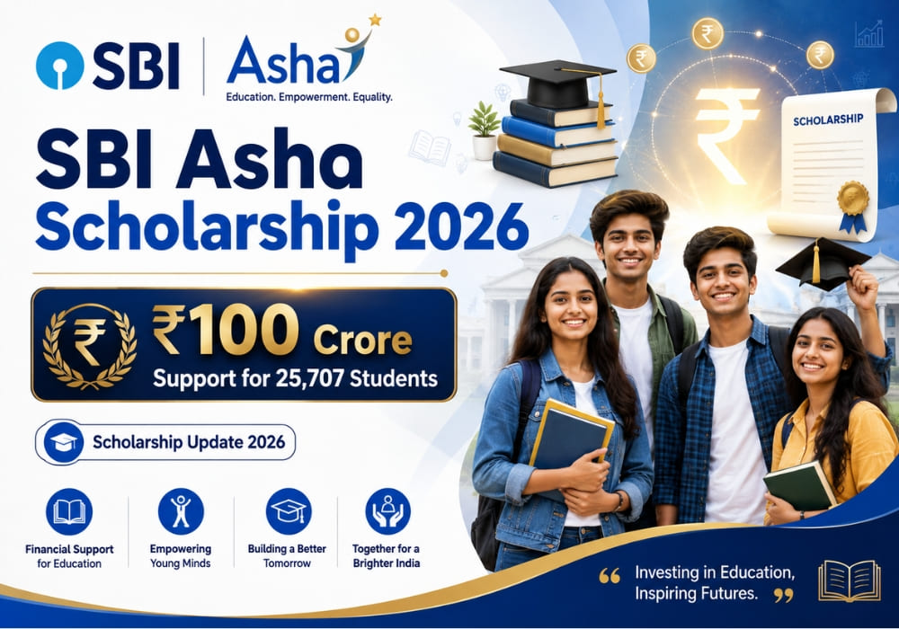 SBI Asha Scholarship 2026: ₹100 Crore Support for 25,707 Students