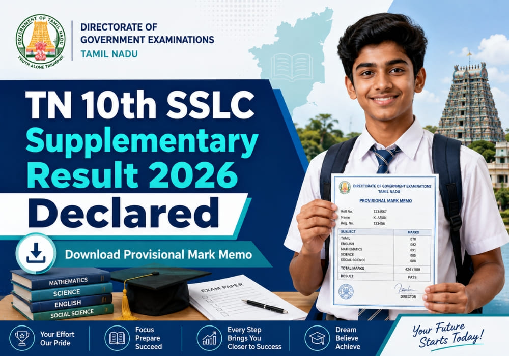 TN 10th SSLC Supplementary Result 2026 Declared: Download Provisional Mark Memo