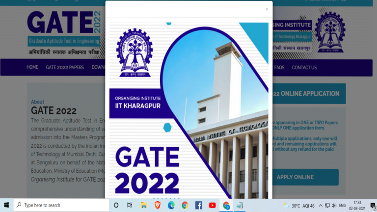 GATE 2022 exam to be held on great February 5,6,12 and 13