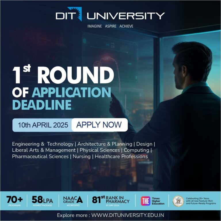 DIT University 2025 Admission 1st Phase On Till 10 April 2025, All Details Here