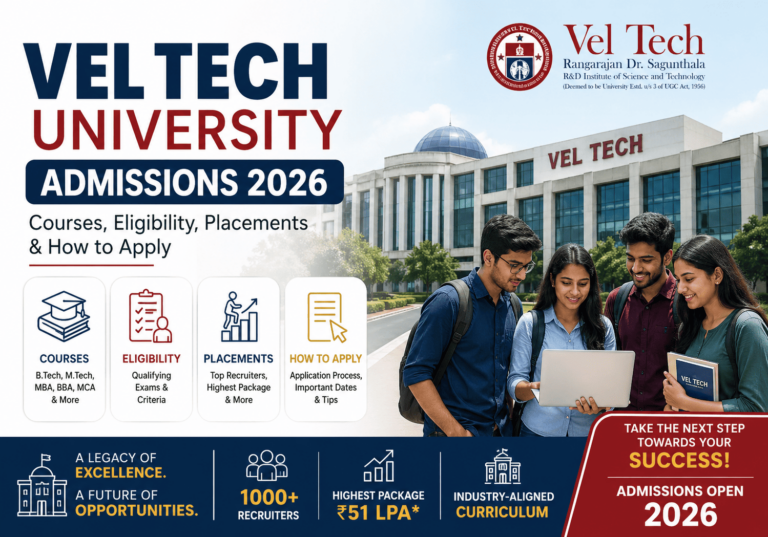 Vel Tech University Admissions 2026: Courses, Eligibility, Placements & How to Apply