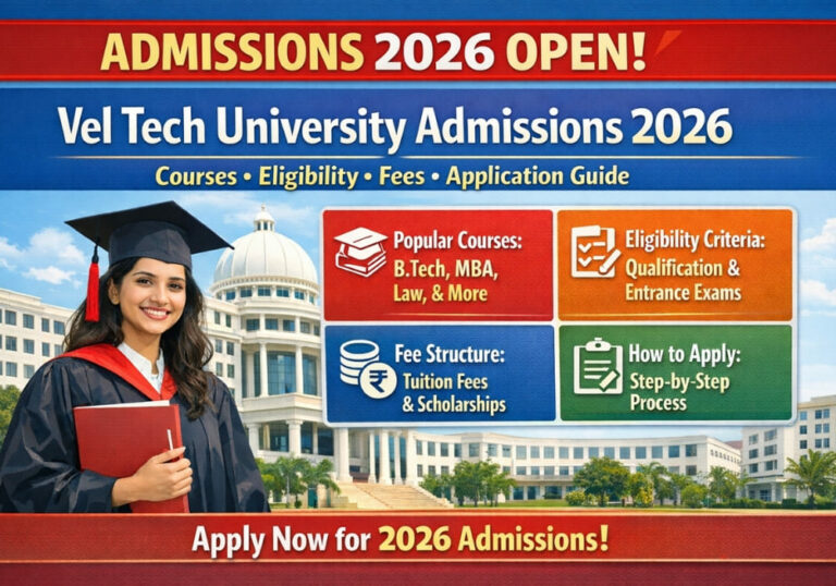 Vel Tech University Admissions 2026 Open: Courses, Eligibility, Fees & Application Guide