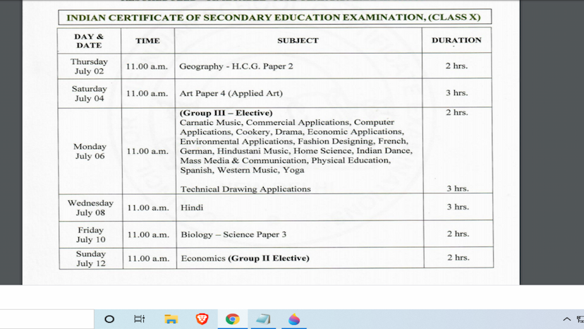 ICSE ISC Exam schedule 2020