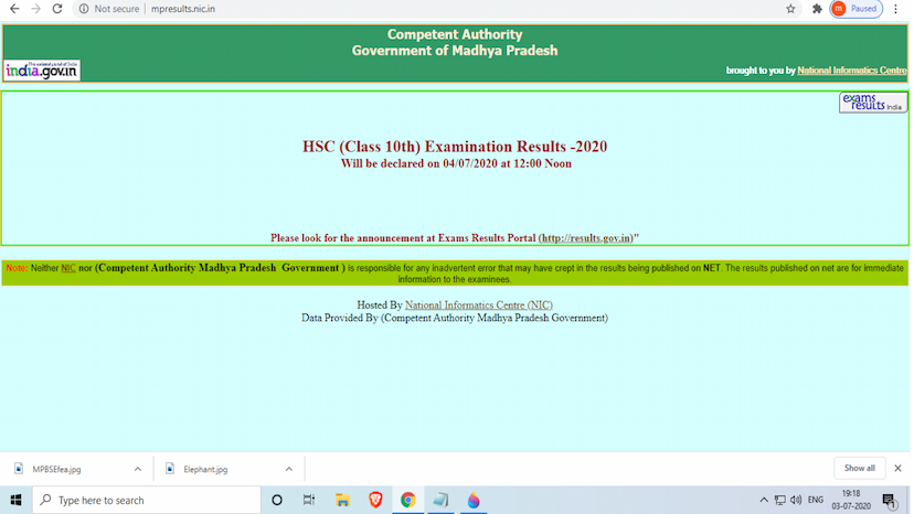 MPBSE 10th result 2020