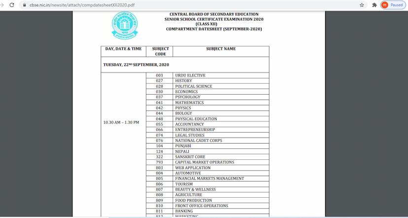 CBSE Compartment exam
