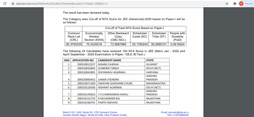JEE Advanced registration