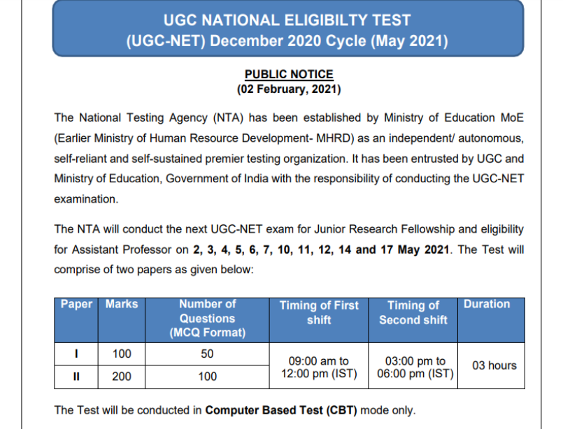 UGC NET May 2021