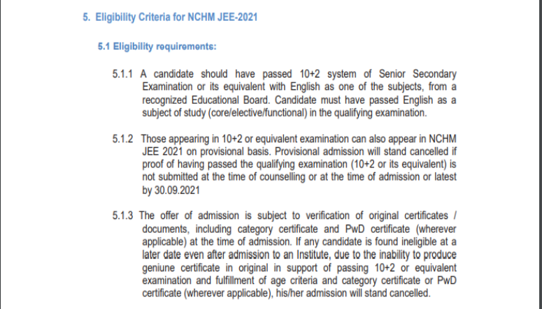 NCHM JEE 2021