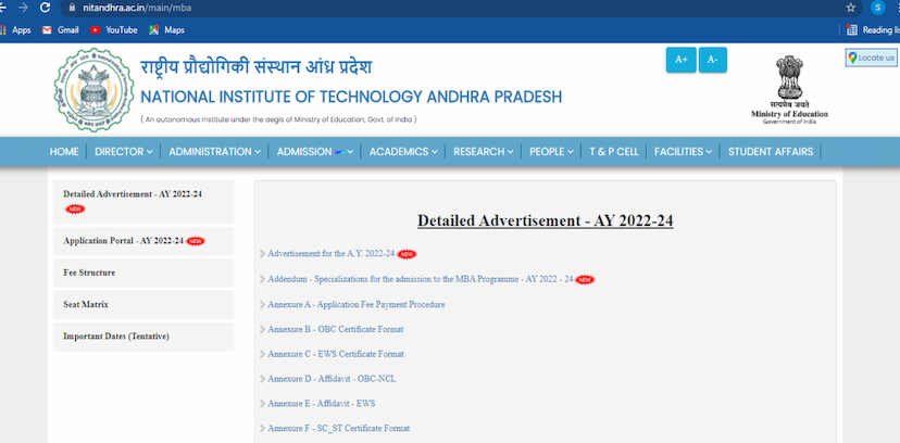 NIT AP MBA admission