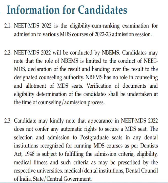 NEET MDS 2022