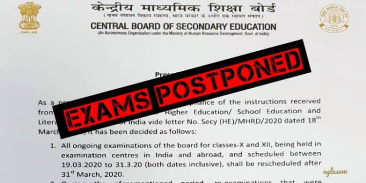 CBSE 10th and 12th exams also postponed