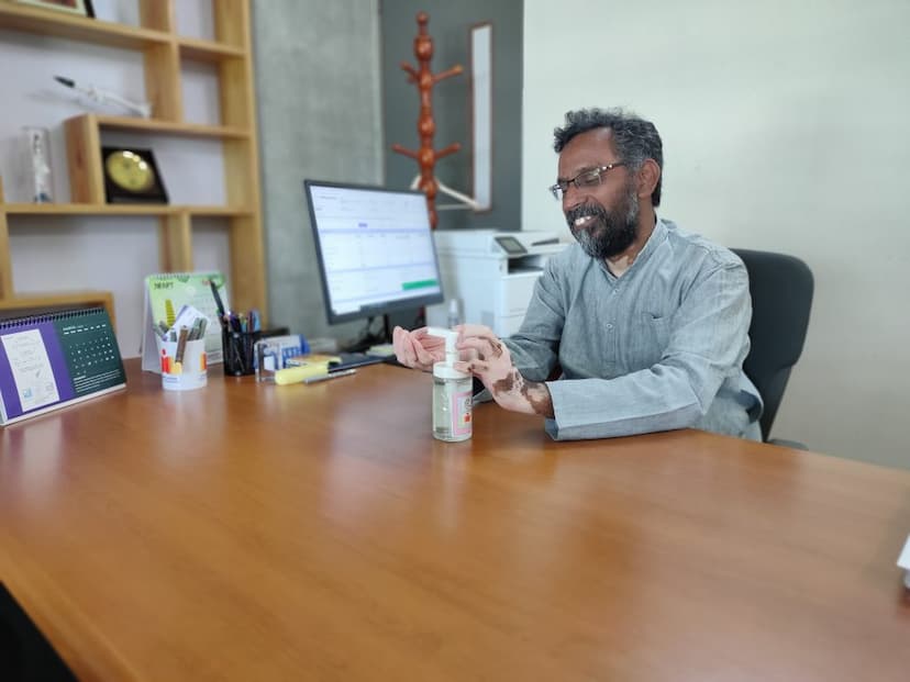 Prof B.s. Murty, Director, Iit Hyderabad, Using The Hand Sanizter Developed By Iit Hyderabad Researchers