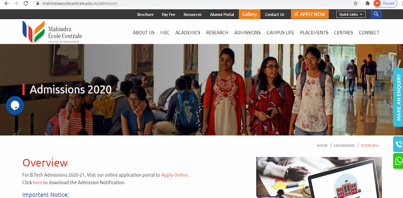 MEC engineering admission