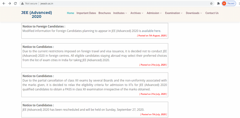 JEE Advanced registration
