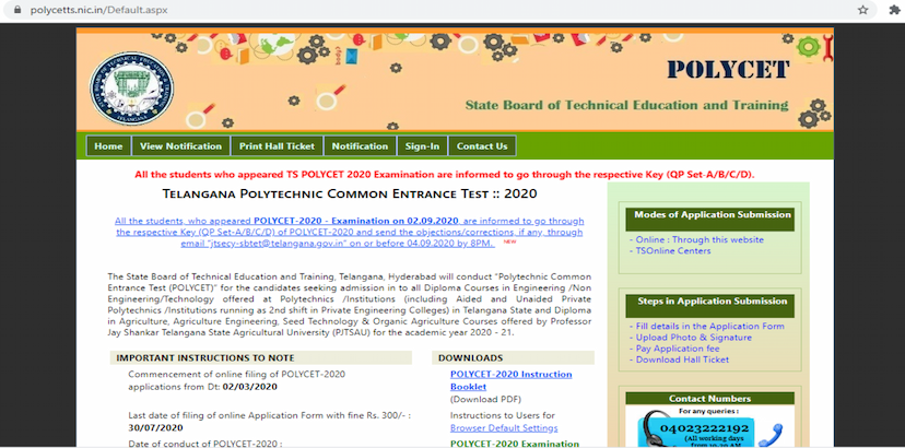 TS POLYCET 2020 exam