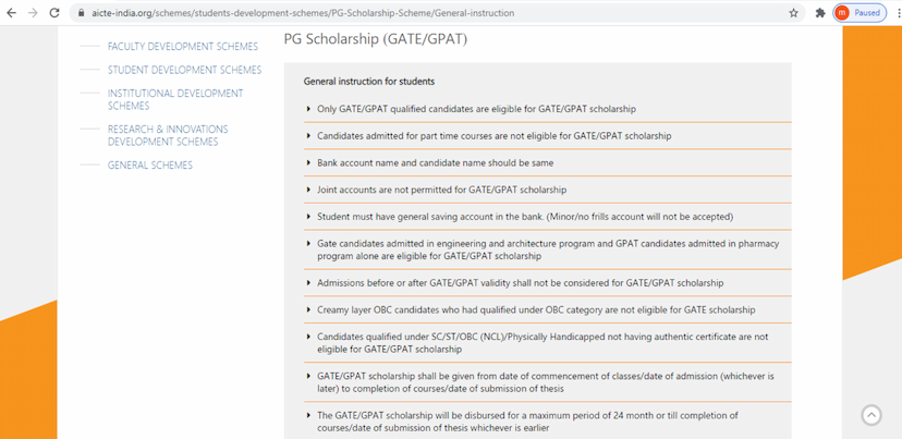 AICTE PG Scholarship