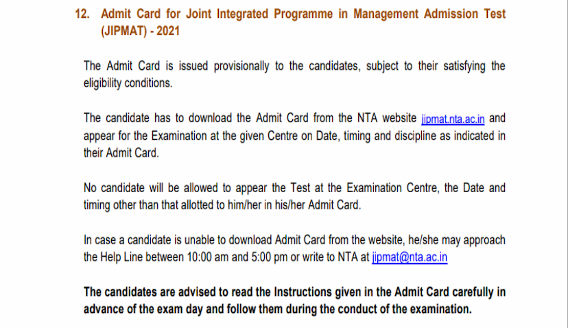 JIPMAT 2021 exam