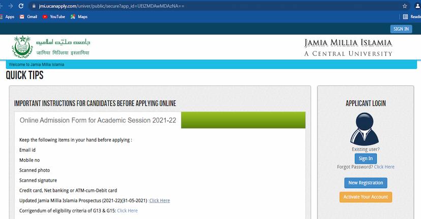 Jamia Millia Islamia admission