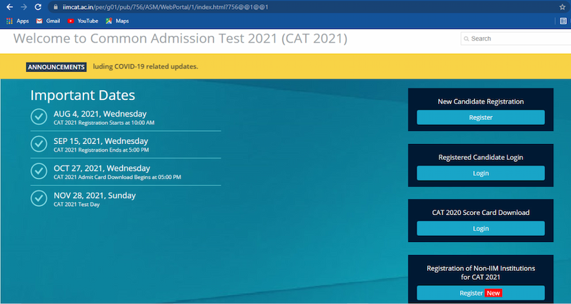 CAT 2021 application